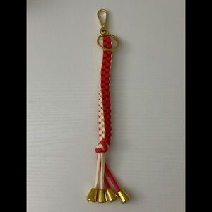 Red and Cream Braided Keychain